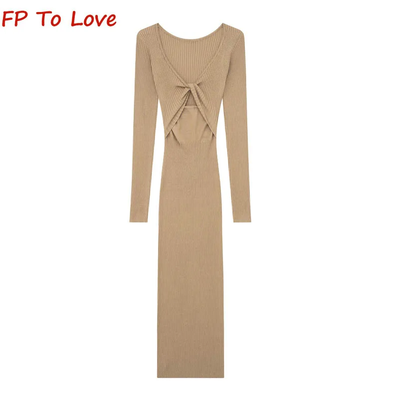 Y2K Spice Black Sexy Twisted Knit Long Sleeve Wrap Dress Women's Apricot Cross V Neck Long Sleeve Dress Streetwear
Y2K Spice Black Sexy Twisted Knit Long Sleeve Wrap Dress Women's Apricot Cross V Neck Long Sleeve Dress Streetwear