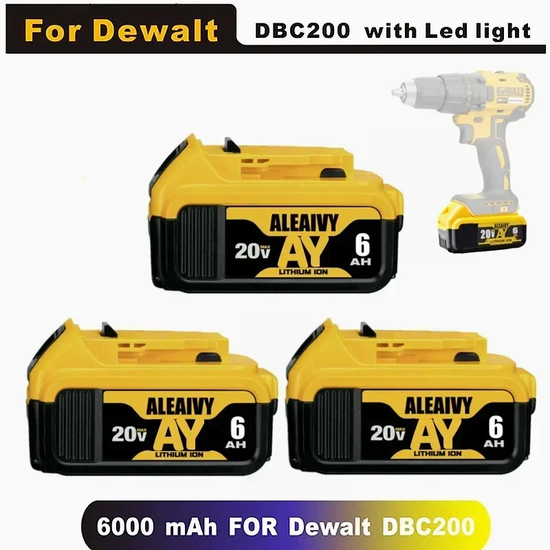 

20V 5.0Ah 6.0Ah MAX Battery power tool Replacement for DeWalt DCB184 DCB181 DCB182 DCB200 20V 3A 5A 6A 18Volt 20 v Battery