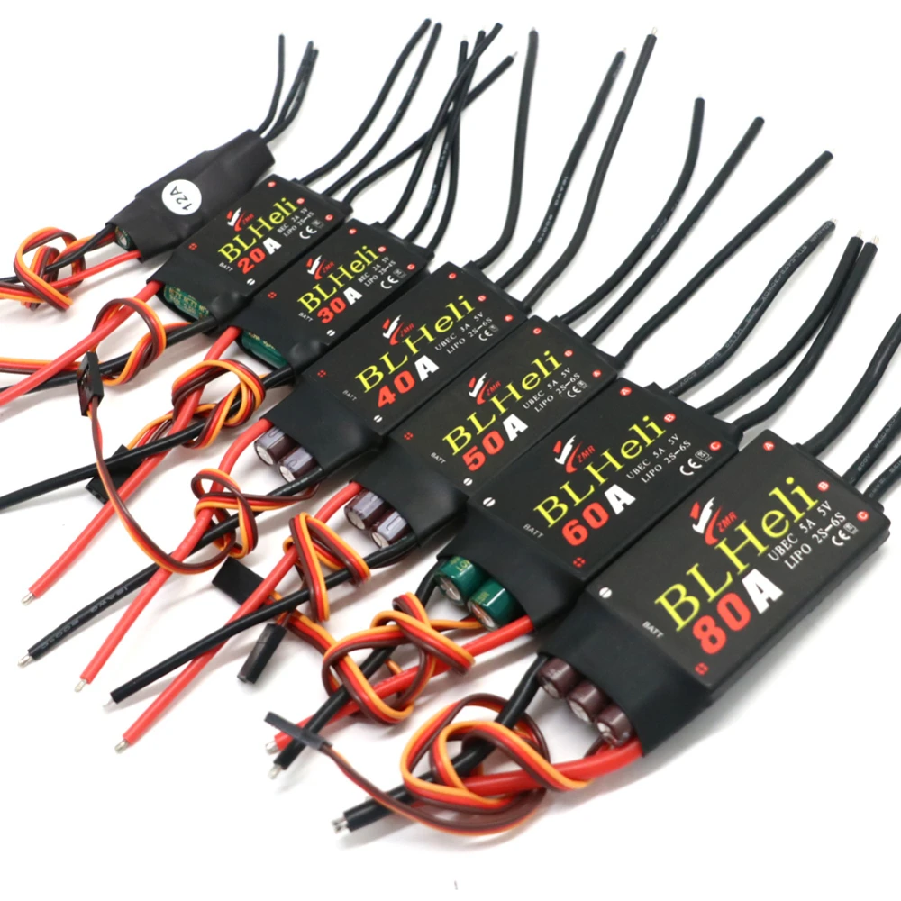 

RC BLHeli 12A 20A 30A 40A 50A 60A 80A 2-6S Lipo Battery 3A/5V BEC Output ESC For Quadcopter Aircraft Fixed Wing Multi-axis Drone