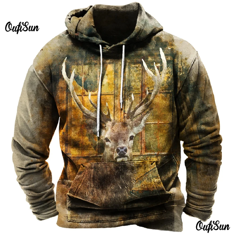 Vintage Men's Hooded Sweatshirt Deer Print Long Sleeve Man Hoodie Fashion street pullover tops Oversized Casual For Men Sweater
Vintage Men's Hooded Sweatshirt Deer Print Long Sleeve Man Hoodie Fashion street pullover tops Oversized Casual For Men Sweater