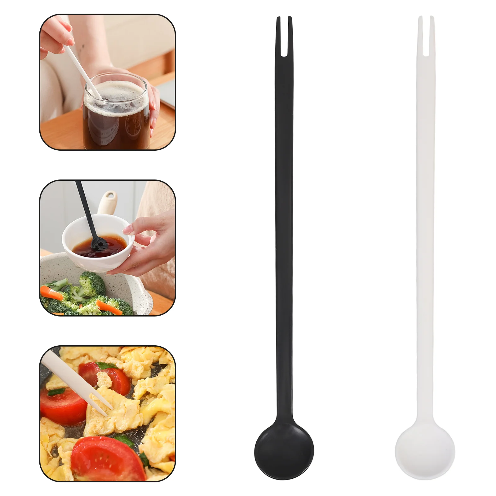 2 Pcs Kitchen Fork Stirring Stick Spoon Household Seasoning One Body Mixing Stirrers Pp 
2 Pcs Kitchen Fork Stirring Stick Spoon Household Seasoning One Body Mixing Stirrers Pp