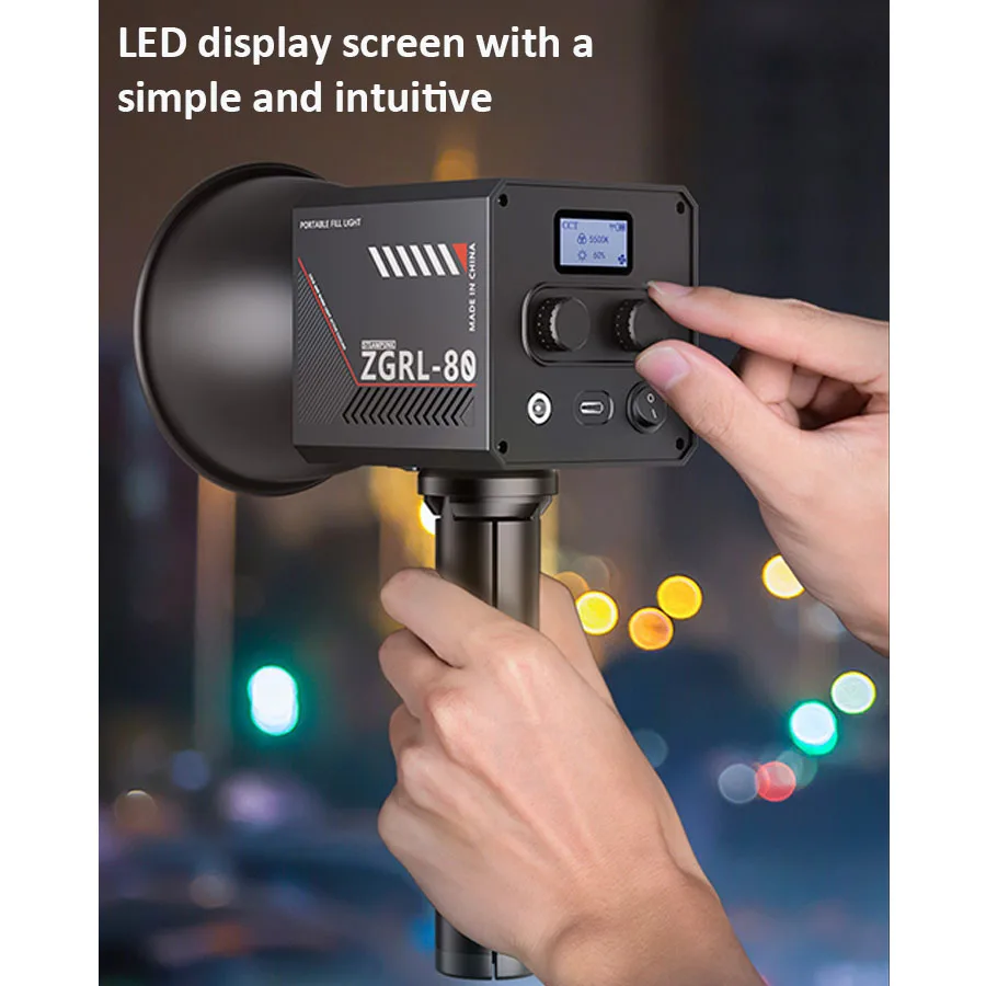 80W Bi-Color COB Video Light with Built-in Battery, 16,500 Lux, 2500K-6500K, for Photography, Studio, Live Streaming. 80W Bi-Color COB Video Light with Built-in Battery, 16,500 Lux, 2500K-6500K, for Photography, Studio, Live Streaming.