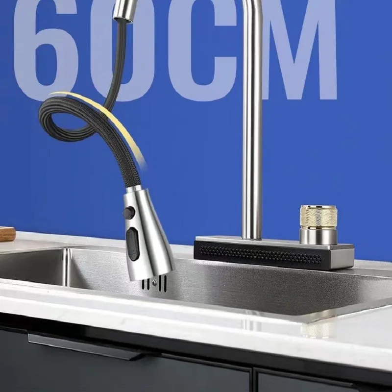 Kitchen Sink Faucet Cold & Hot Water Kitchen Faucet Stainless Steel Pullout 360° Rotating Flying Rain Waterfall Kitchen Faucet
Kitchen Sink Faucet Cold & Hot Water Kitchen Faucet Stainless Steel Pullout 360° Rotating Flying Rain Waterfall Kitchen Faucet