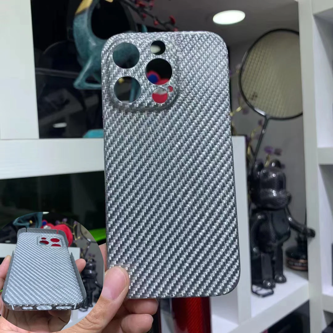 Carbon Fiber Phone Case for iPhone14 Pro Max Ultra-thin Aramid Fiber Cover for iPhone 14 Plus Glossy Silver Camera Protection
Carbon Fiber Phone Case for iPhone14 Pro Max Ultra-thin Aramid Fiber Cover for iPhone 14 Plus Glossy Silver Camera Protection