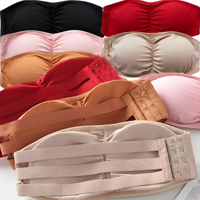 

New Seamless Women Tube Tops Strapless Sexy Bra Crop Top Back Closure Bandeau Top Underwear Female Strapless Bra Wrap Top