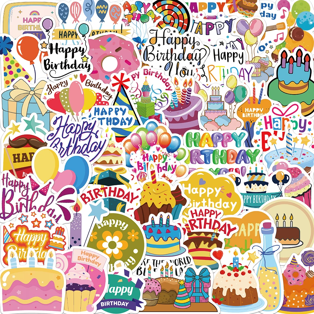 50pcs Cartoon Cute Happy Birthday Stickers For Party Gift Skateboard Motorcycle Car Scrapbooking Laptop Suitcase Toys
50pcs Cartoon Cute Happy Birthday Stickers For Party Gift Skateboard Motorcycle Car Scrapbooking Laptop Suitcase Toys