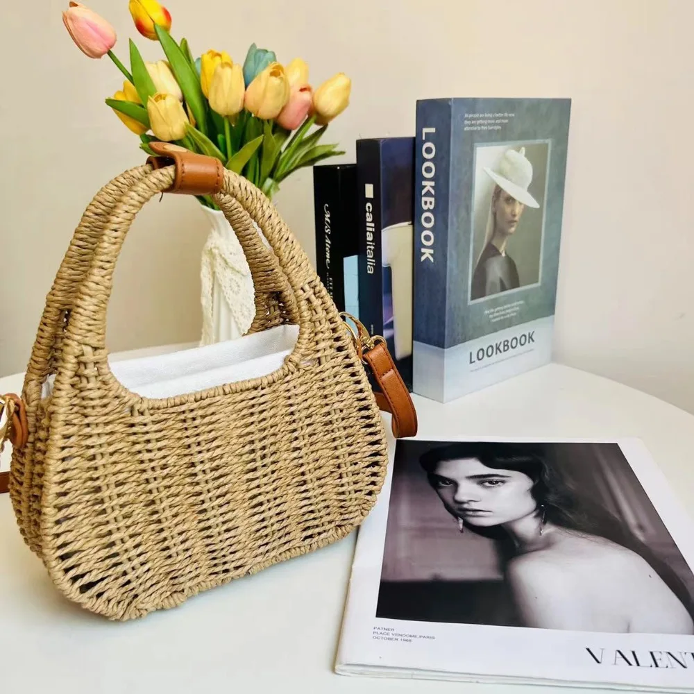 Летняя Плетеная соломенная сумка большой емкости, однотонная дорожная пляжная сумка
Летняя Плетеная соломенная сумка большой емкости, однотонная дорожная пляжная сумка