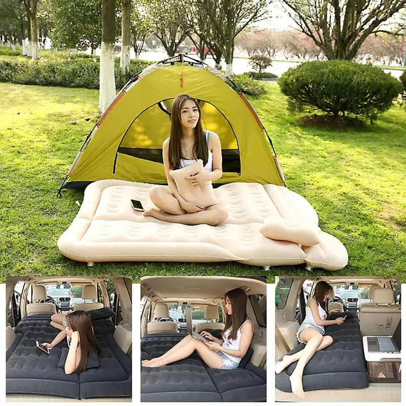 

Надувной автомобильный матрас для кровати, утолщенная кровать для кемпинга на открытом воздухе с двумя воздушными подушками, автомобильная кровать для путешествий, автомобиль, аксессуары для кемпинга