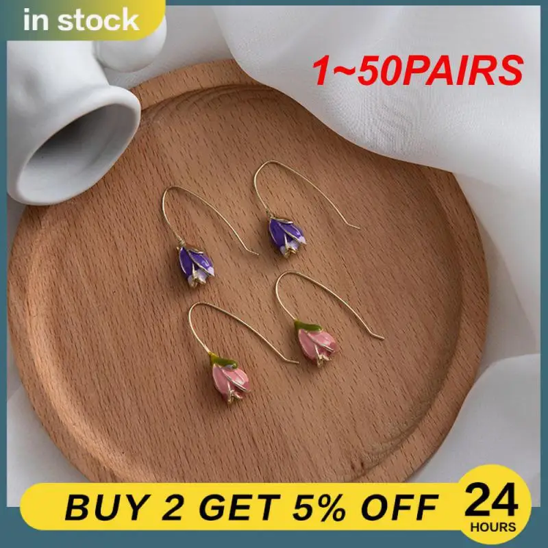 

1~50PAIRS Handmade Earrings Unique Design Gentle And Elegant Earrings Retro In-demand Fashionable Tulip Versatile Style