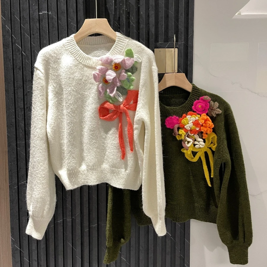 Fall/Winter Sweater 2023 New Women Floral Pullovers Round Neck Loose Thick Knitted Tops Knitwear 
Fall/Winter Sweater 2023 New Women Floral Pullovers Round Neck Loose Thick Knitted Tops Knitwear