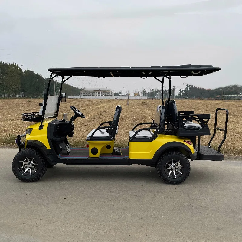 New Design 6 Seater 5kw Motor Independent Suspension Disc Brake Power Steering 14 Inch Tire Electric Golf Cart 
New Design 6 Seater 5kw Motor Independent Suspension Disc Brake Power Steering 14 Inch Tire Electric Golf Cart