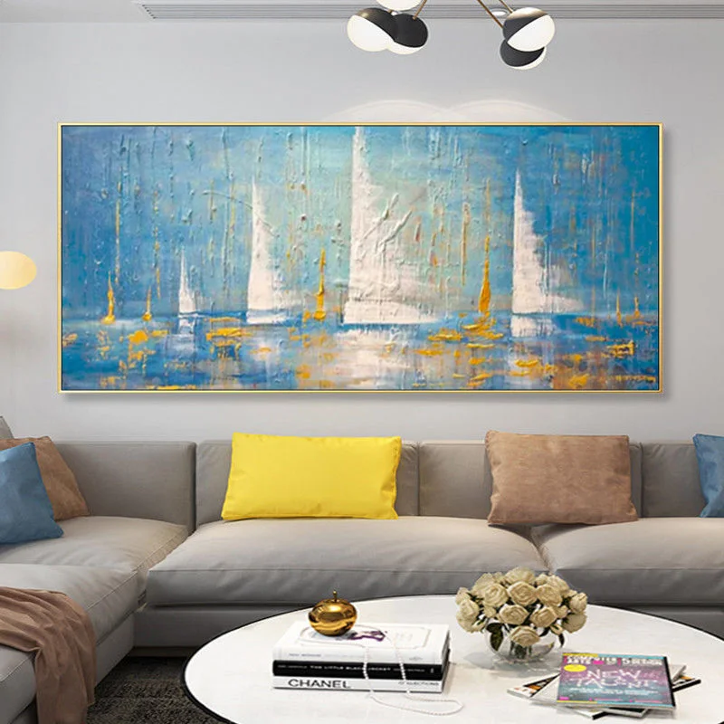 

Modern Abstract Handmade Painting Hanging Paintings Smooth Sailing Painting Wall Poster Picture For Living Room Bedroom Sofa