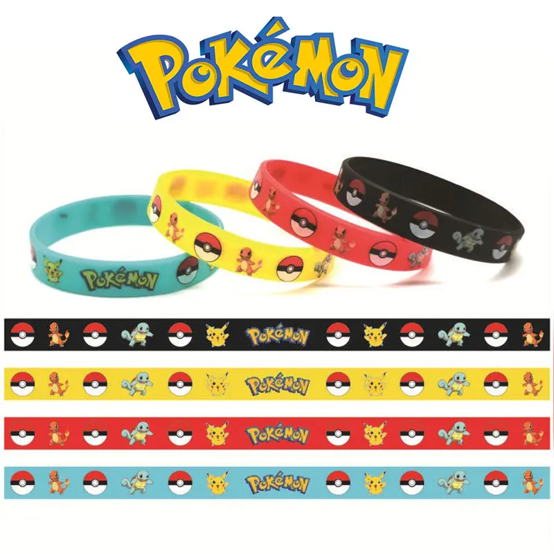 

4-12pcs Pokemon Bracelet Anime Pocket Elf Pikachu Children Cartoon Silicone Wristband Bracelets Party Gifts Cosplay Accessoires