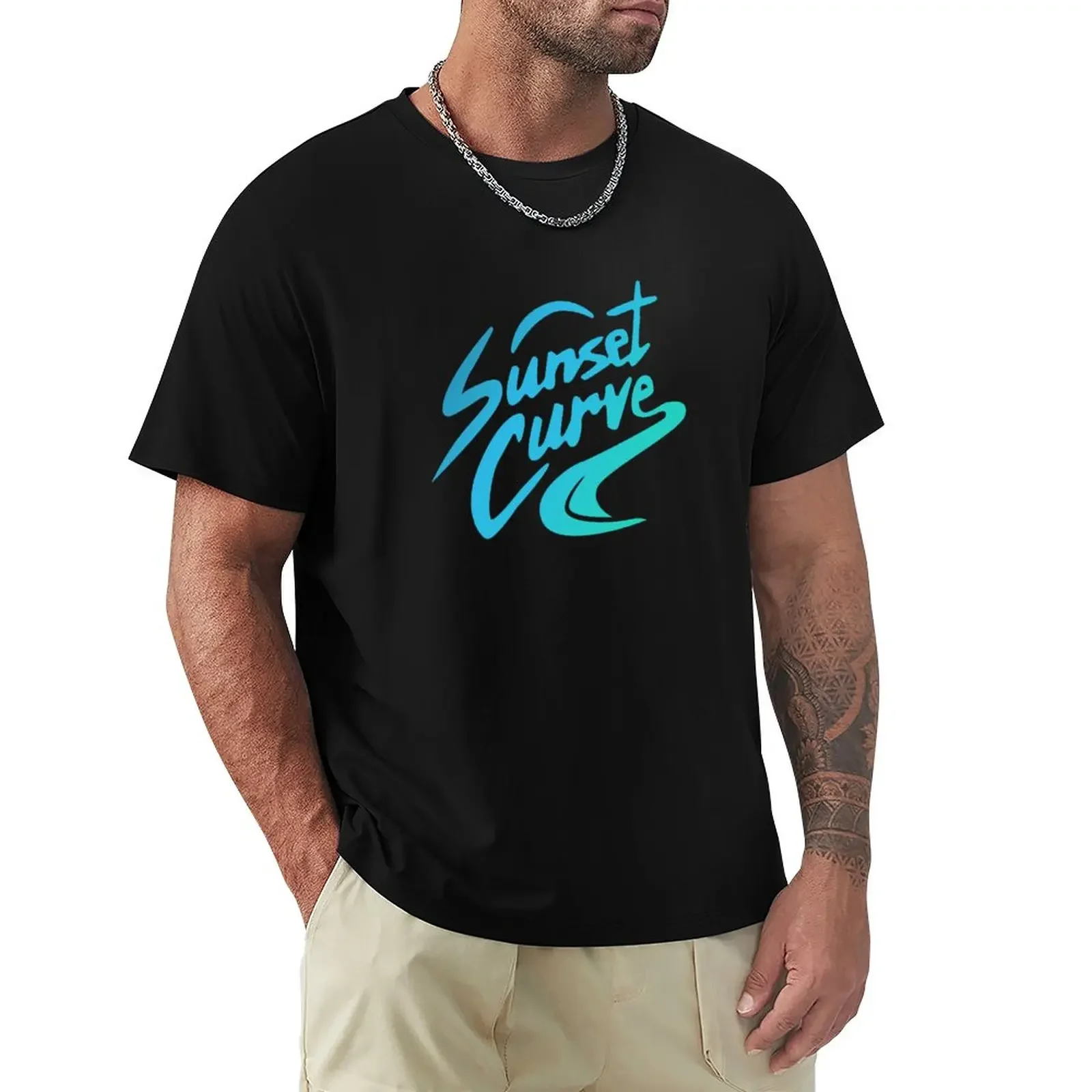 

Sunset curve logo T-Shirt plus sizes funnys cute clothes mens plain t shirts