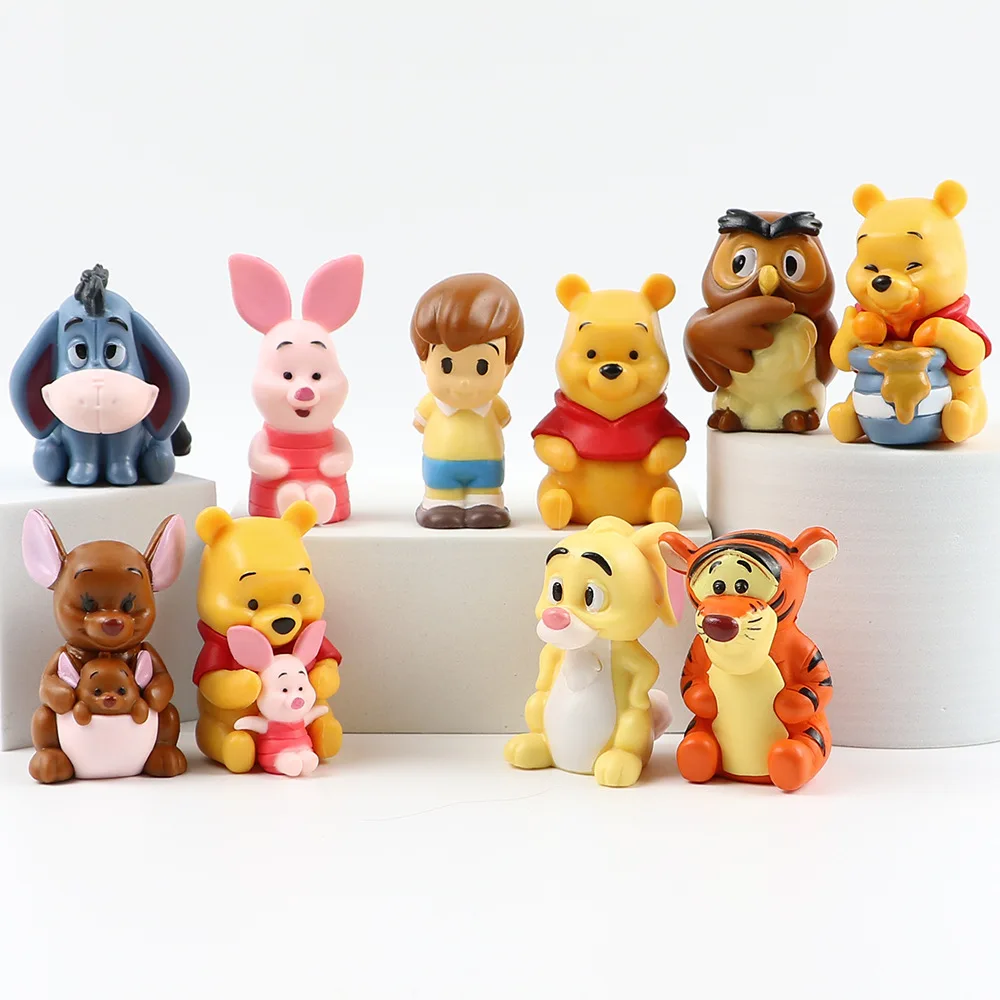 

10pcs Disney Winnie The Pooh Piglet Tigger Eeyore Rabbit Owl Anime Action Figures Model Toy Cartoon Collection Doll Set For Kid