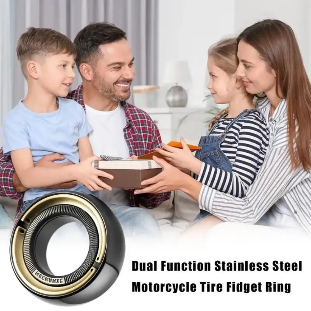 

Decompression Toy Tire Tread Spinner Ring Fingertip Gyro Tire Tread Spinner Ring Stainless Steel Stress Relief Toys Hand Spinner