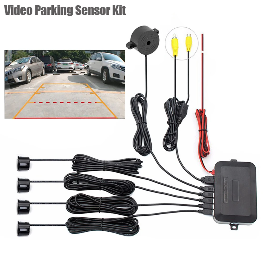 

Video Parking Sensor Kit Car Reverse Backup Radar Assistance Auto Monitor Digital Display Car Monitor Buzzer Alert Alarm