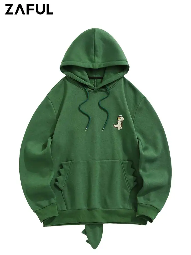 

ZAFUL Men's Hoodie Cute Dinosaur Shape Hooded Sweatshirts Fleece-lined Streetwear Pullover Hoodies with Kangaroo Pocket Z5115638