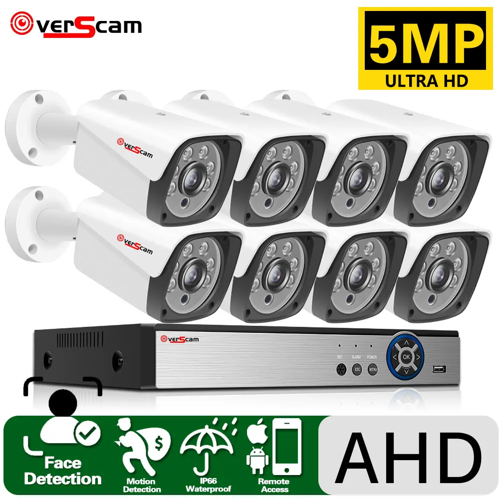 

8CH CCTV system 5MP DVR system 5.0MP IR indoor and outdoor waterproof bullet AHD security camera system monitoring kit P2P