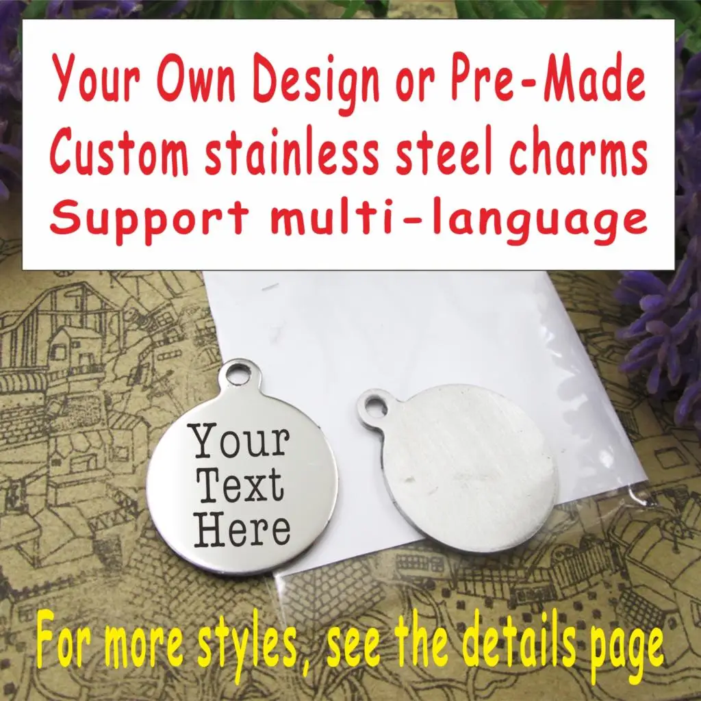 20pcs Stainless Steel customize Charm Pendant For Jewelry Making DIY Findings Accessories Wholesale Note the saying and the font
20pcs Stainless Steel customize Charm Pendant For Jewelry Making DIY Findings Accessories Wholesale Note the saying and the font