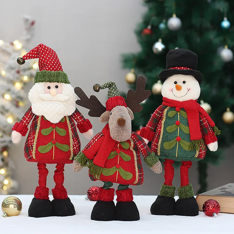 

New Year Decor Christmas Fabric Telescopic Doll Santa Claus Snowman Elk Doll Christmas Decorations for Tree Xmas Ornaments Natal