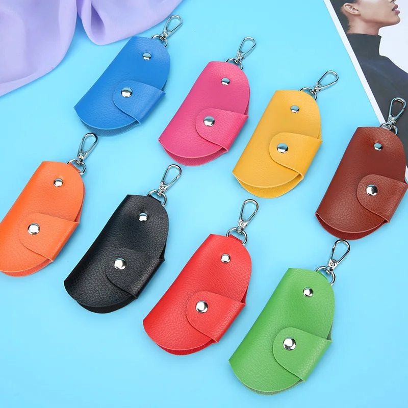 

PU Leather Keychain Key Holder Bag Case Portable Housekeeper Holders Car Unisex Keys Pouch Cover Simple Solid Color Storage Bag