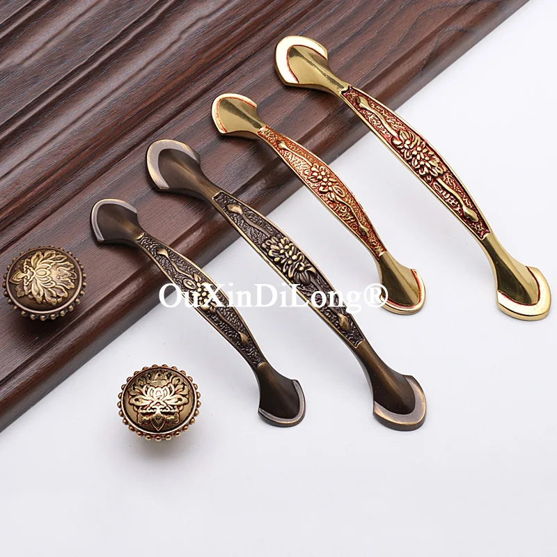 

Retro Vintage 4PCS Solid Brass Antique Furniture Handles Drawer Pulls Cupboard Wardrobe Dresser Kitchen Shoe Cabinet Pulls Knobs