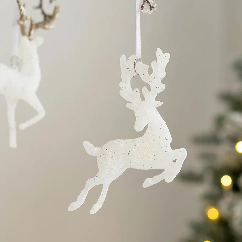 

1pcs Xmas Sparkling Pink Reindeer Hanging Pendant Christmas Tree Glitter Elk Decoration Navidad Small Deer Ornaments Home Decor