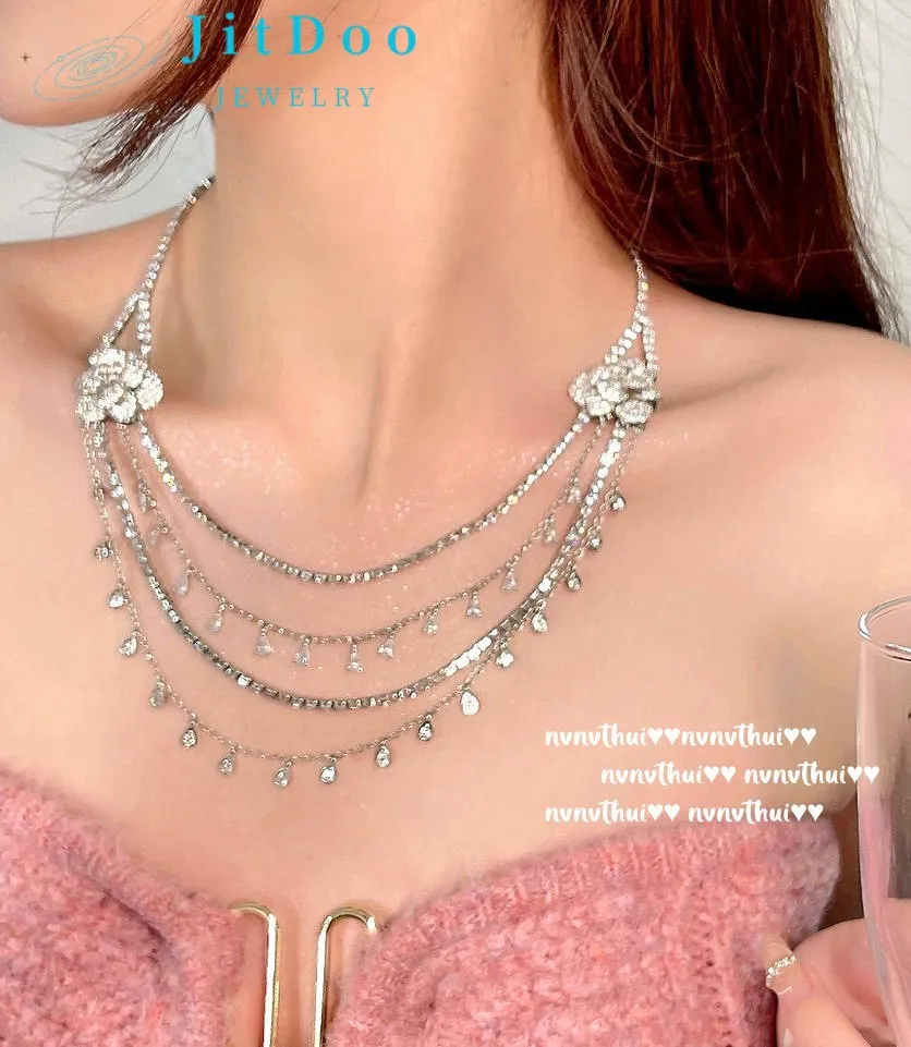JitDoo Vintage Multilayer Necklace Camellia Zircon Fringe Necklace Plated With 18 Karat Gold for Women Party Birthday Gift
JitDoo Vintage Multilayer Necklace Camellia Zircon Fringe Necklace Plated With 18 Karat Gold for Women Party Birthday Gift