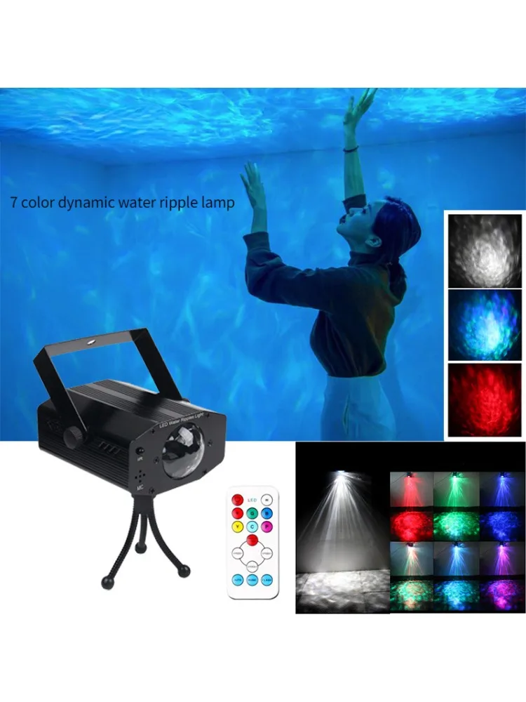 

LED Water Wave Ripple Projector Lamp 9W 7Color Ocean Waves Effect Stage Light for Christmas Disco DJ Show Event Party Birthday