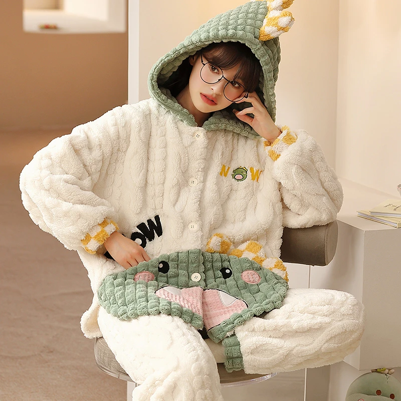 Catoon Winter Thicken Women Pajamas Sets Hooded Sleepwear Pijama mujer Soft Warm Pyjama Suits Loungewear Coral velvet Zipper
Catoon Winter Thicken Women Pajamas Sets Hooded Sleepwear Pijama mujer Soft Warm Pyjama Suits Loungewear Coral velvet Zipper