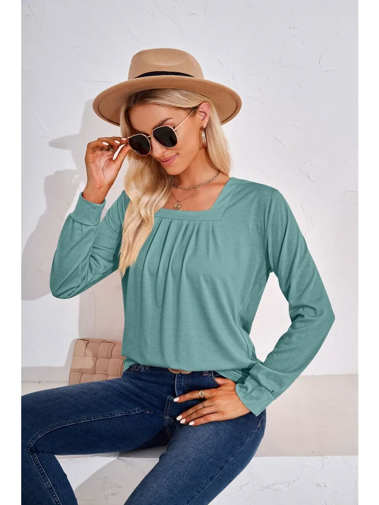 Women’s U Neck Solid Long Sleeve T Shirts Autumn/Winter New Jacquard Loose T-shirt Top for Women Shirts High Street Chic Tops
Women’s U Neck Solid Long Sleeve T Shirts Autumn/Winter New Jacquard Loose T-shirt Top for Women Shirts High Street Chic Tops
