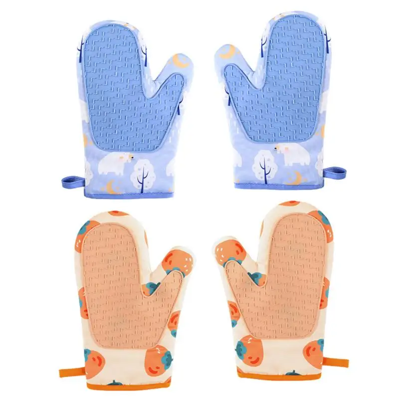 

Silicone Oven Gloves Protective Oven Mitt Gripper Gloves 1PC Padded Cotton Lining Oven Hand Protector For Baking