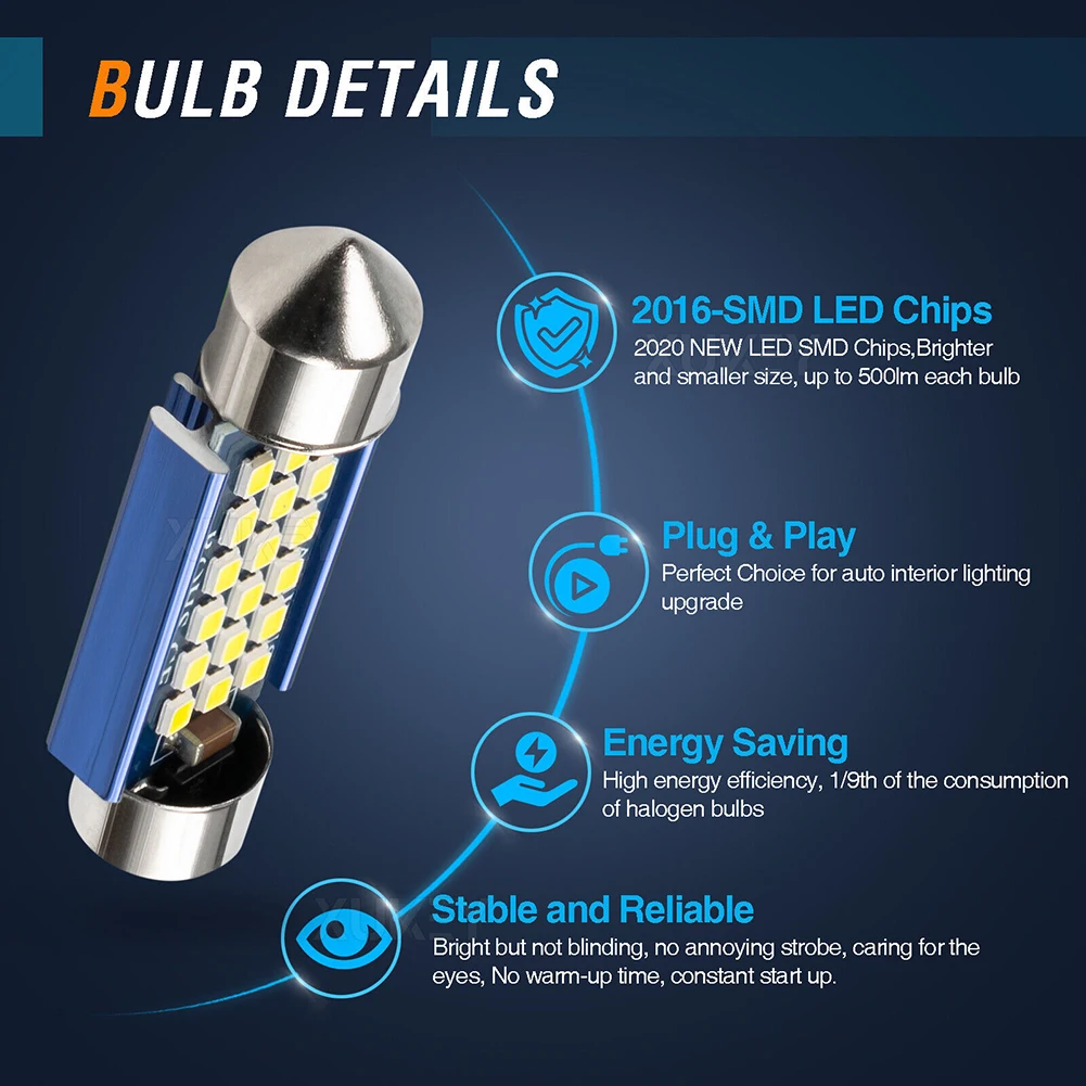 Part Bulbs 41mm 4pcs 578 212-2 6000K Accessories CANBUS Dome Map Light Festoon Bulb Interior Lamp High Quality
Part Bulbs 41mm 4pcs 578 212-2 6000K Accessories CANBUS Dome Map Light Festoon Bulb Interior Lamp High Quality