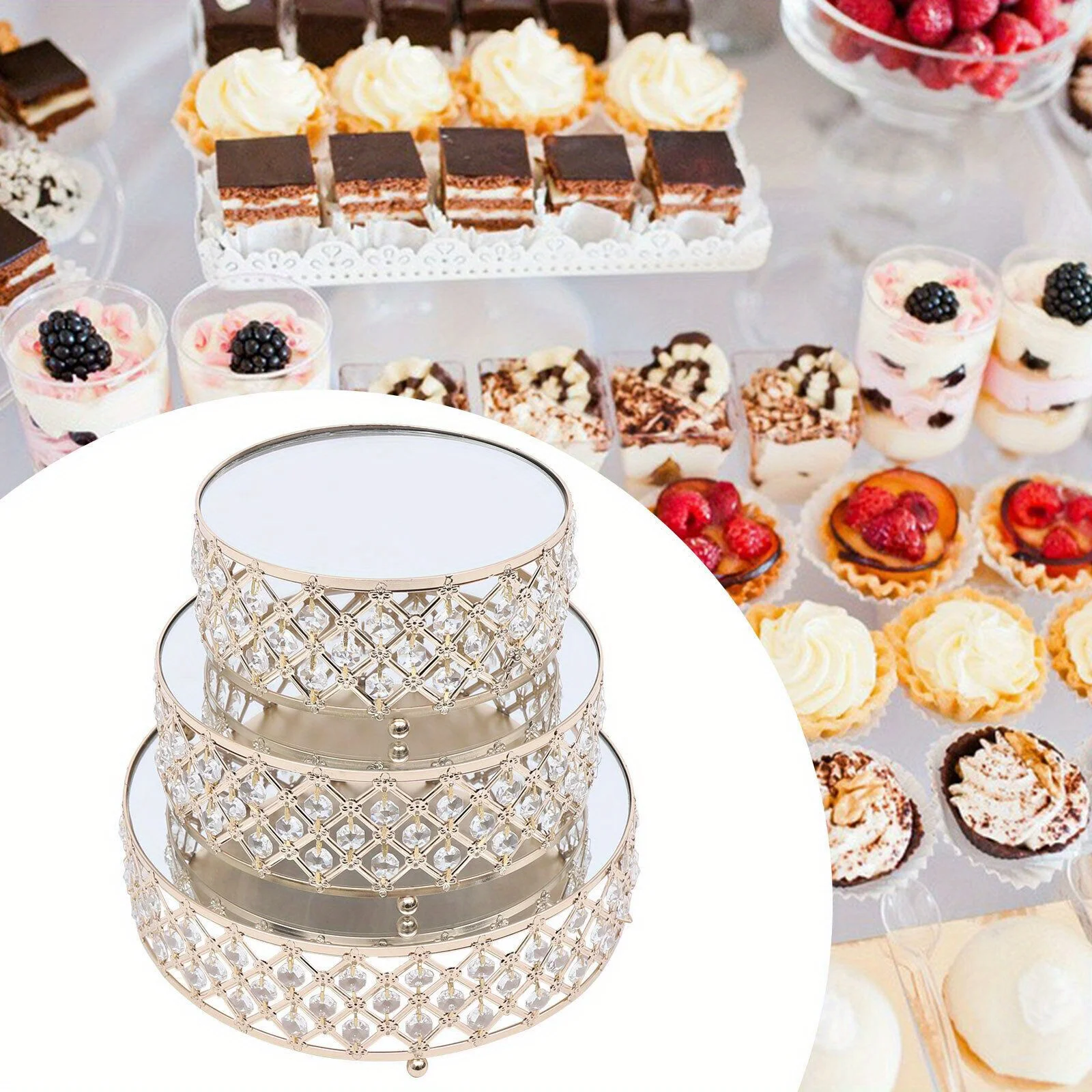

3 шт. набор золотых подставок для торта, стеклянный круглый держатель для кексов, подставка для десертов, для домашнего приема искусственных тортов, вечеринок