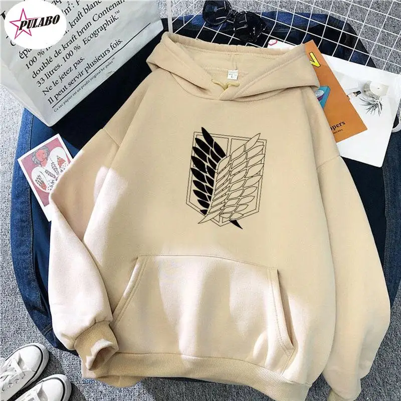 

PULABO Anime Hoodie Attack on Titan Hoodied Long Sleeve Streetwear Harajuku Sweatshirt Women Unisex Sport Hoody Green Tops G1