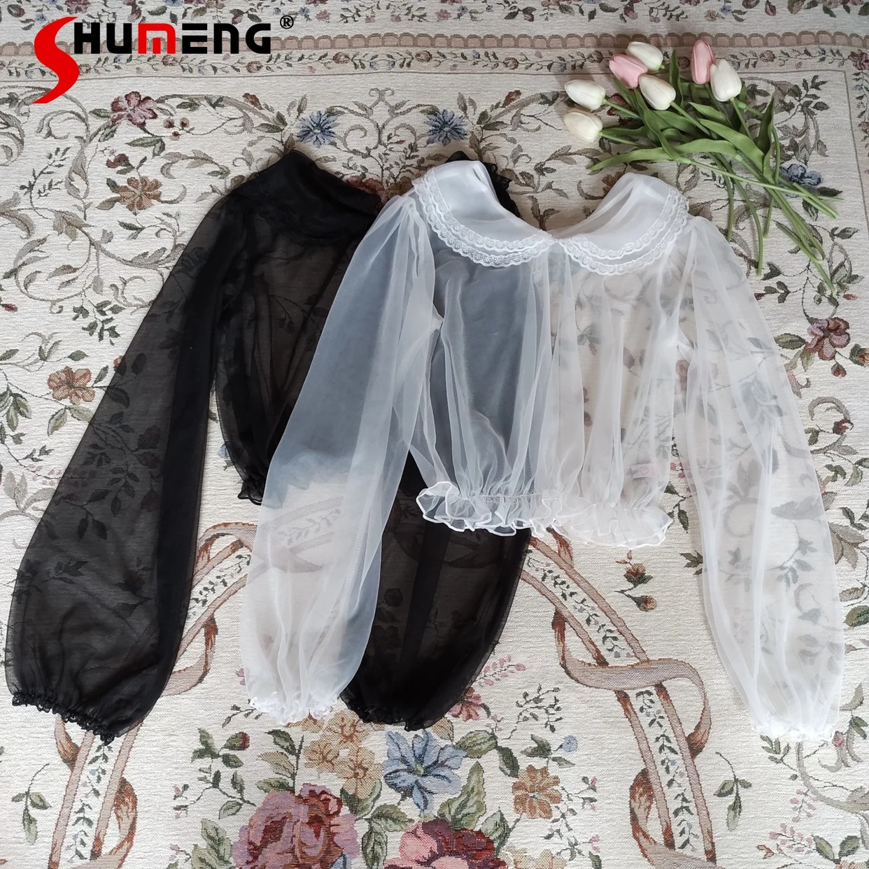 Lolita Cute Transparent Inner Mesh Tops Mujer 2023 Fall New Japanese Style Sweet Doll Collar Long Sleeve Shirt and Blouse Ladies
Lolita Cute Transparent Inner Mesh Tops Mujer 2023 Fall New Japanese Style Sweet Doll Collar Long Sleeve Shirt and Blouse Ladies