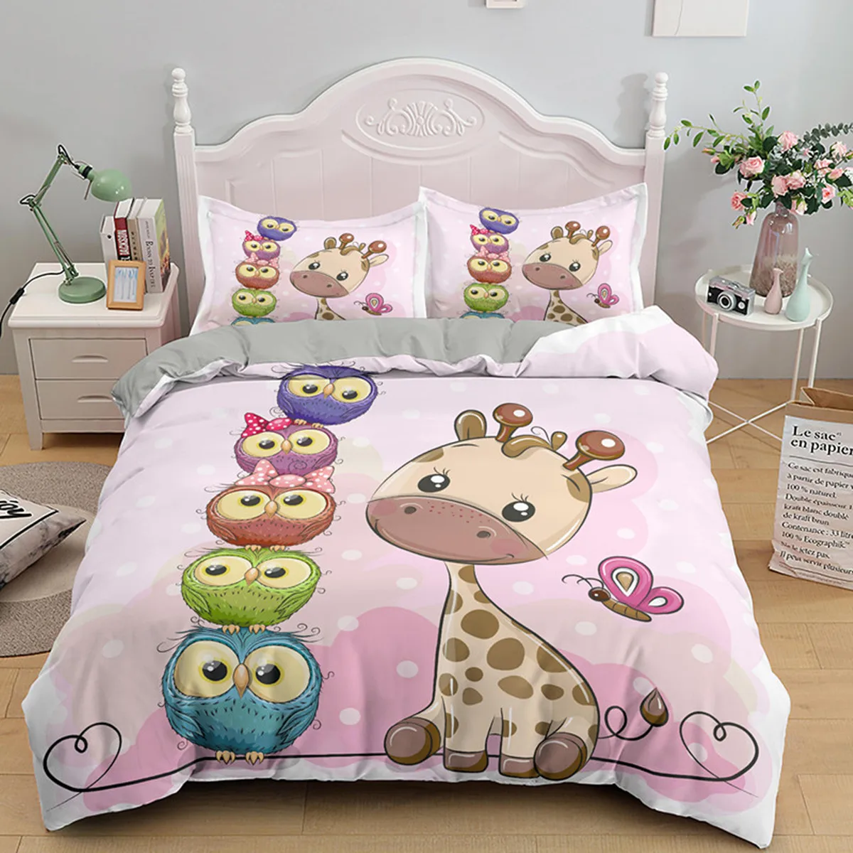 Cartoon Giraffe and Owl Duvet Cover Tropical Animals Theme for Kids Boys Girls Lovely Wildlife Quilt Cover Bedroom Decorations
Cartoon Giraffe and Owl Duvet Cover Tropical Animals Theme for Kids Boys Girls Lovely Wildlife Quilt Cover Bedroom Decorations