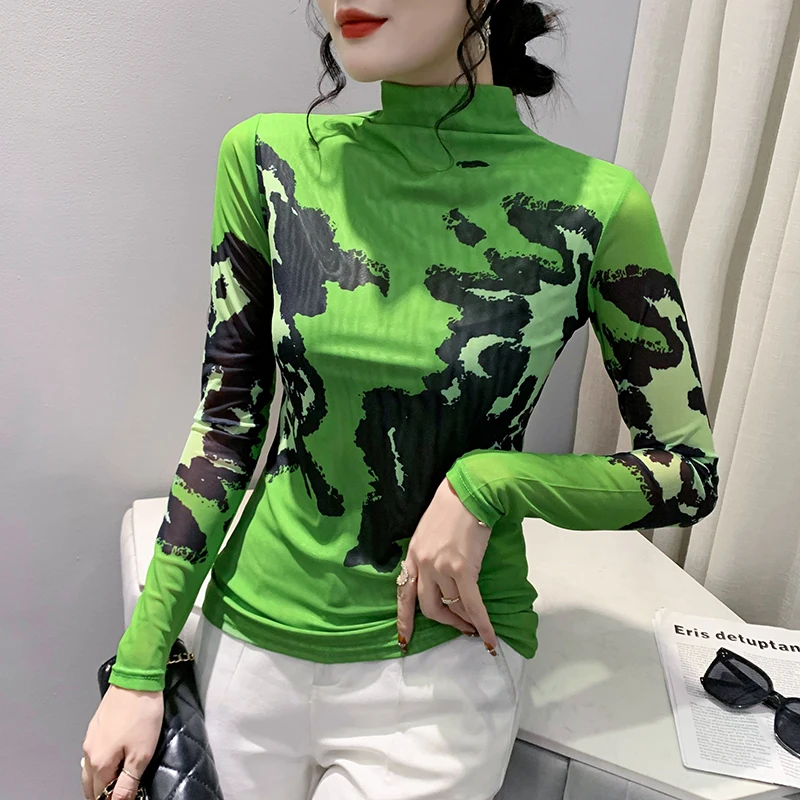 2023 New Autumn Winter European Clothes T-Shirt For Women's Chic Sexy Printed Tops Long Sleeve Green Bottoming Shirt Tees 36200
2023 New Autumn Winter European Clothes T-Shirt For Women's Chic Sexy Printed Tops Long Sleeve Green Bottoming Shirt Tees 36200