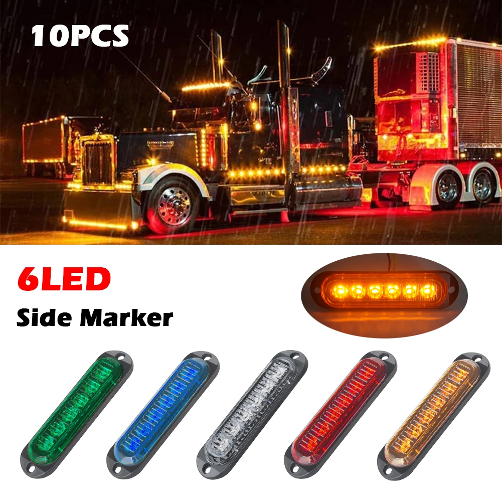 10PCS Universal 12V-24V Car Side Marker 6LED 2835 LED Trailer Side Indicator Lamp Yellow/White/Red/Green/Blue for Truck Pickup
10PCS Universal 12V-24V Car Side Marker 6LED 2835 LED Trailer Side Indicator Lamp Yellow/White/Red/Green/Blue for Truck Pickup