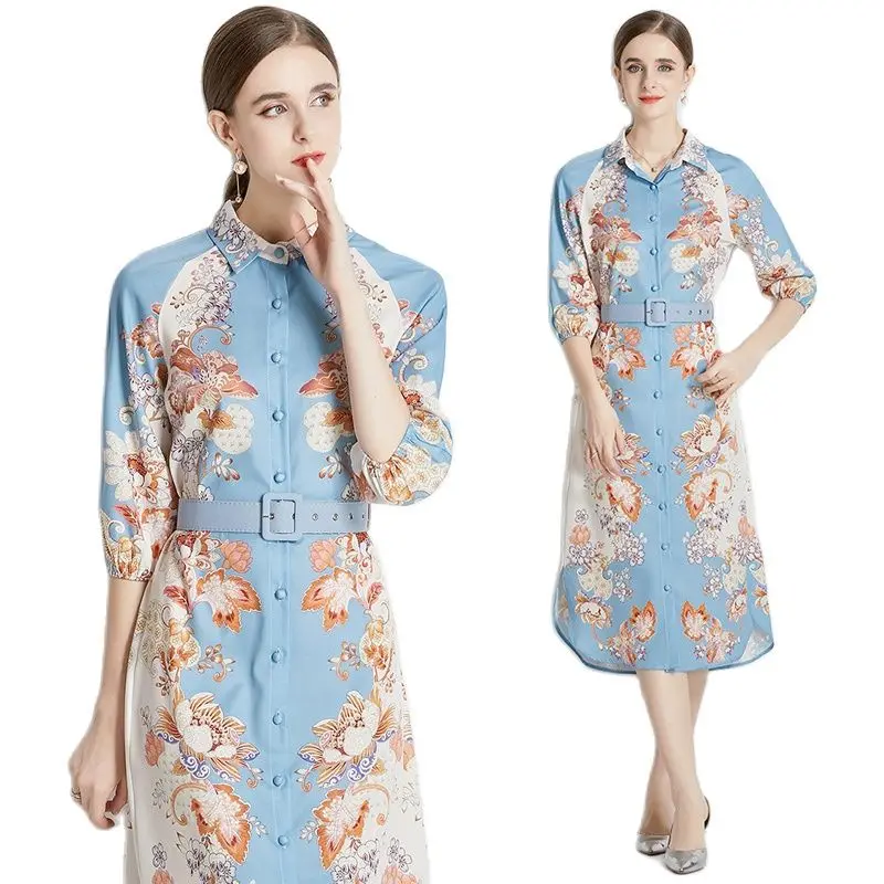 Paisley Floral Summer Midi Shirt Dress With Belt 2023 Women Designer Half Sleeve Lapel Slim Party Blue Vacation Dresses Ballgown
Paisley Floral Summer Midi Shirt Dress With Belt 2023 Women Designer Half Sleeve Lapel Slim Party Blue Vacation Dresses Ballgown