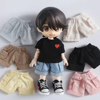 OB11 Dolls Short Overalls Cargo Pants Doll Clothes Hoodie Pant for Ob11, Molly, 1/12 BID Doll Jeans Doll Accessories Clothing