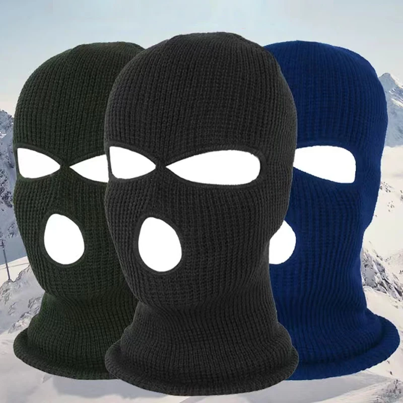 

Winter Balaclava Ski Mask 3 Hole Full Face Cover Beanie Hat Army Tactical Snowboard Motorbike Motorcycle Sports Knitt Cap Unisex