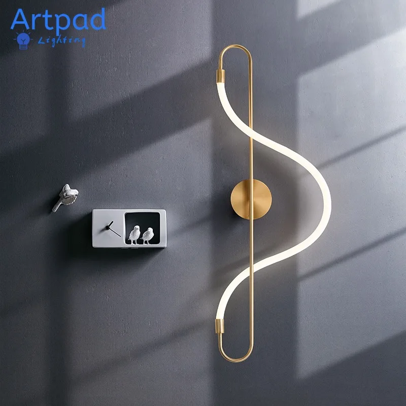 

Artpad Nordic-Sconces Big Size 22W Golden Wall Light Fixture Decoration Bedside Led with 360 ° Silicone Light Strip Indoor Light