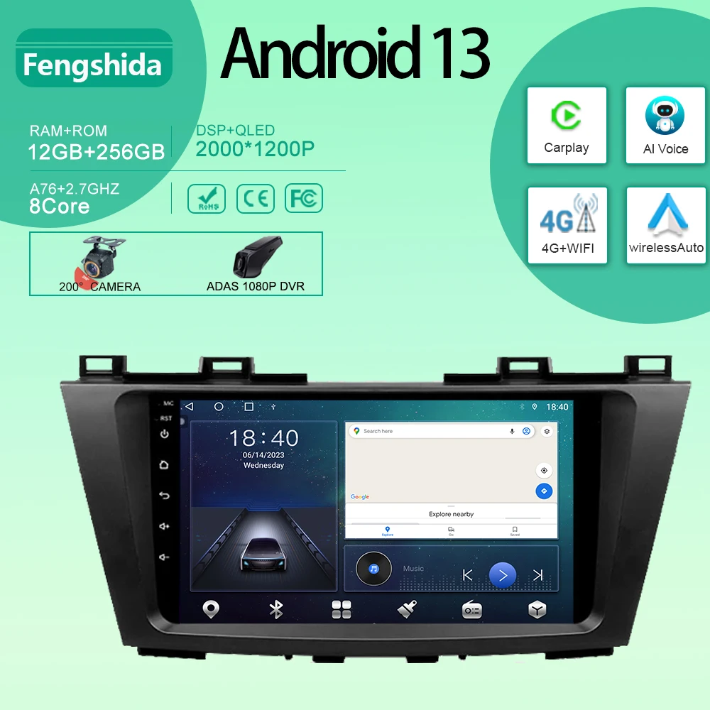

Android For Mazda 5 3 CW 2010 - 2015 Car Radio Multimedia Video Player Navigation stereo GPS Carplay No 2din 2 din dvd Screen