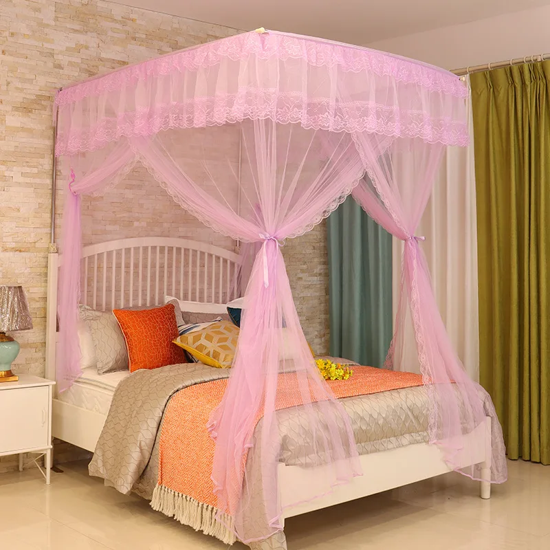 

Three Doors Canopy Bed Curtains Mosquito Net Luxury Tent Canopy Bed Curtains Girl for Country House Mosquitera Cama Home Textile