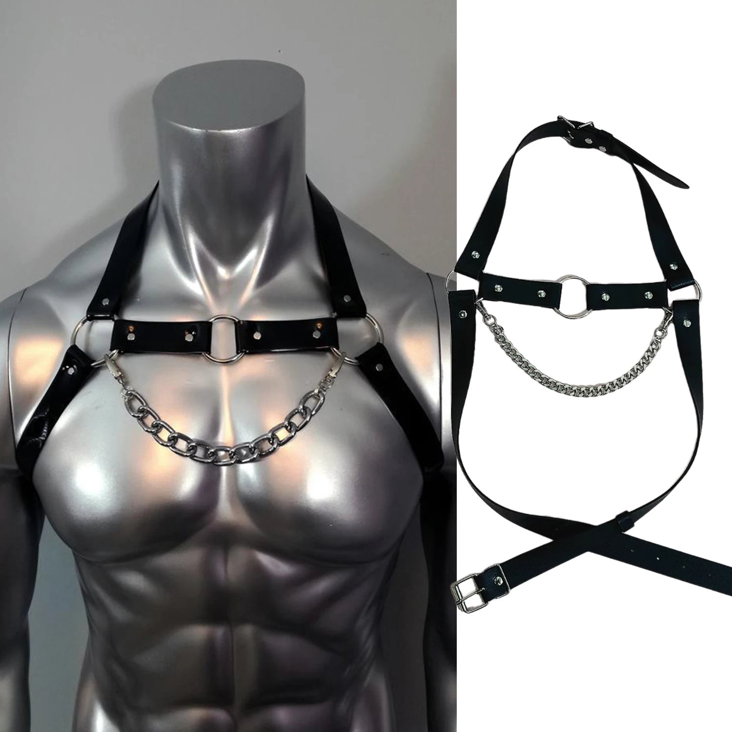 Leather Men Harness Belts with Buckle Clothes Punk Goth Chest Body Harness Straps Male Lingerie
Leather Men Harness Belts with Buckle Clothes Punk Goth Chest Body Harness Straps Male Lingerie