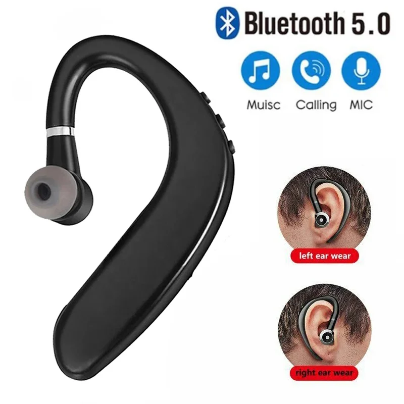 

Wireless Bluetooth 5.0 IPX7 Headphones With Mic Hands-free Business Driving Ear Hook Earphones Sports Headset For Smartphones