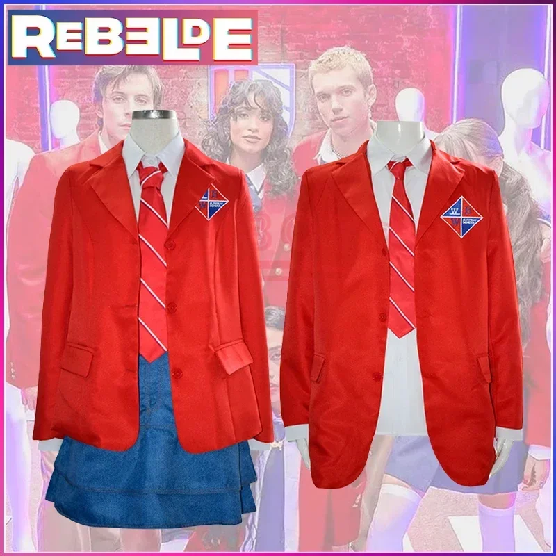 EWS Rebelde Cosplay Costume High School Uniform Red Suit Jacket Skirt Shirt Tie Full Set Halloween Party Costumes for Men Women
EWS Rebelde Cosplay Costume High School Uniform Red Suit Jacket Skirt Shirt Tie Full Set Halloween Party Costumes for Men Women