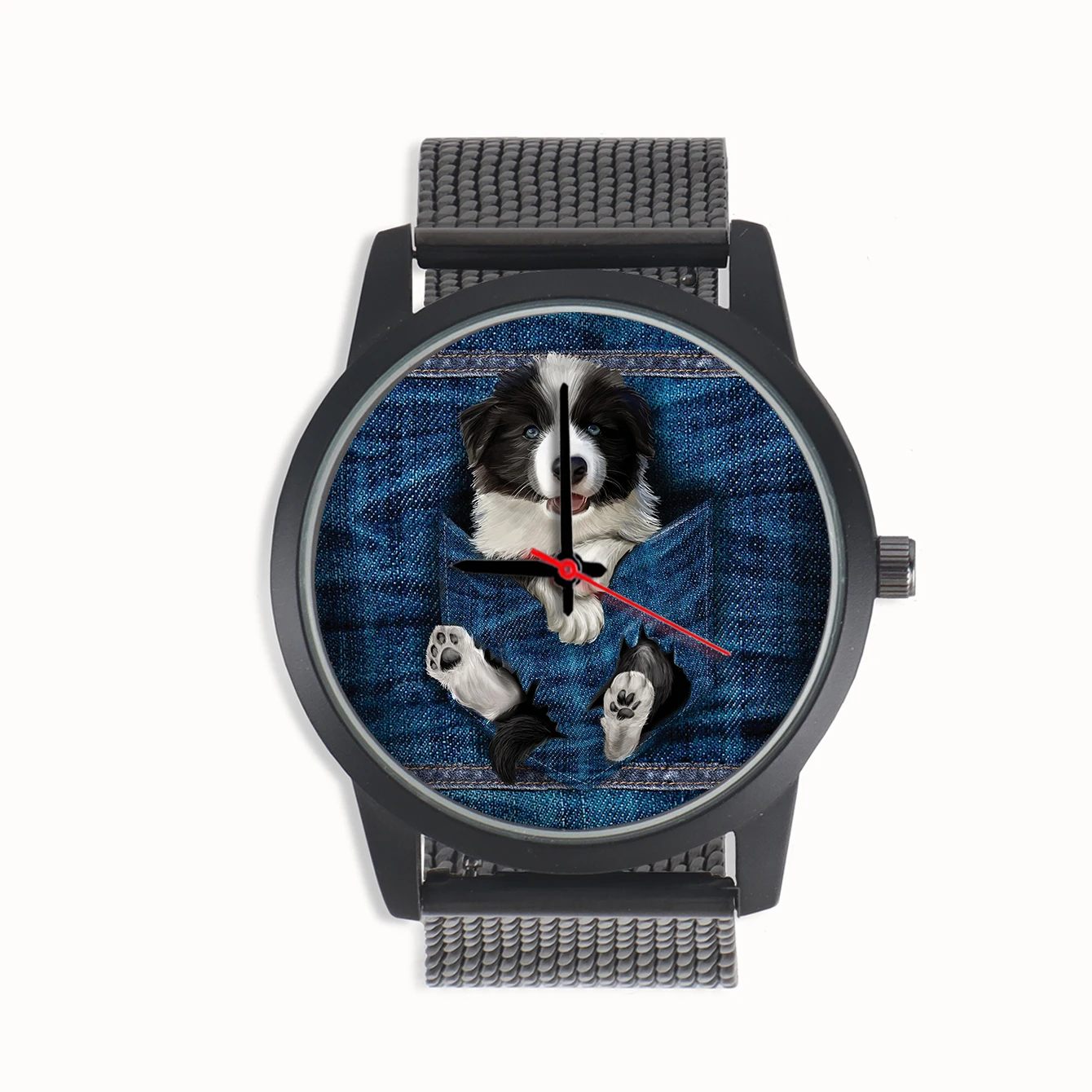 

Factory Store Baby Dogs Design Border collie Pet Shop Souvenir Gifts for Mom Family Pet Plus Men's Quartz Wrist Watch